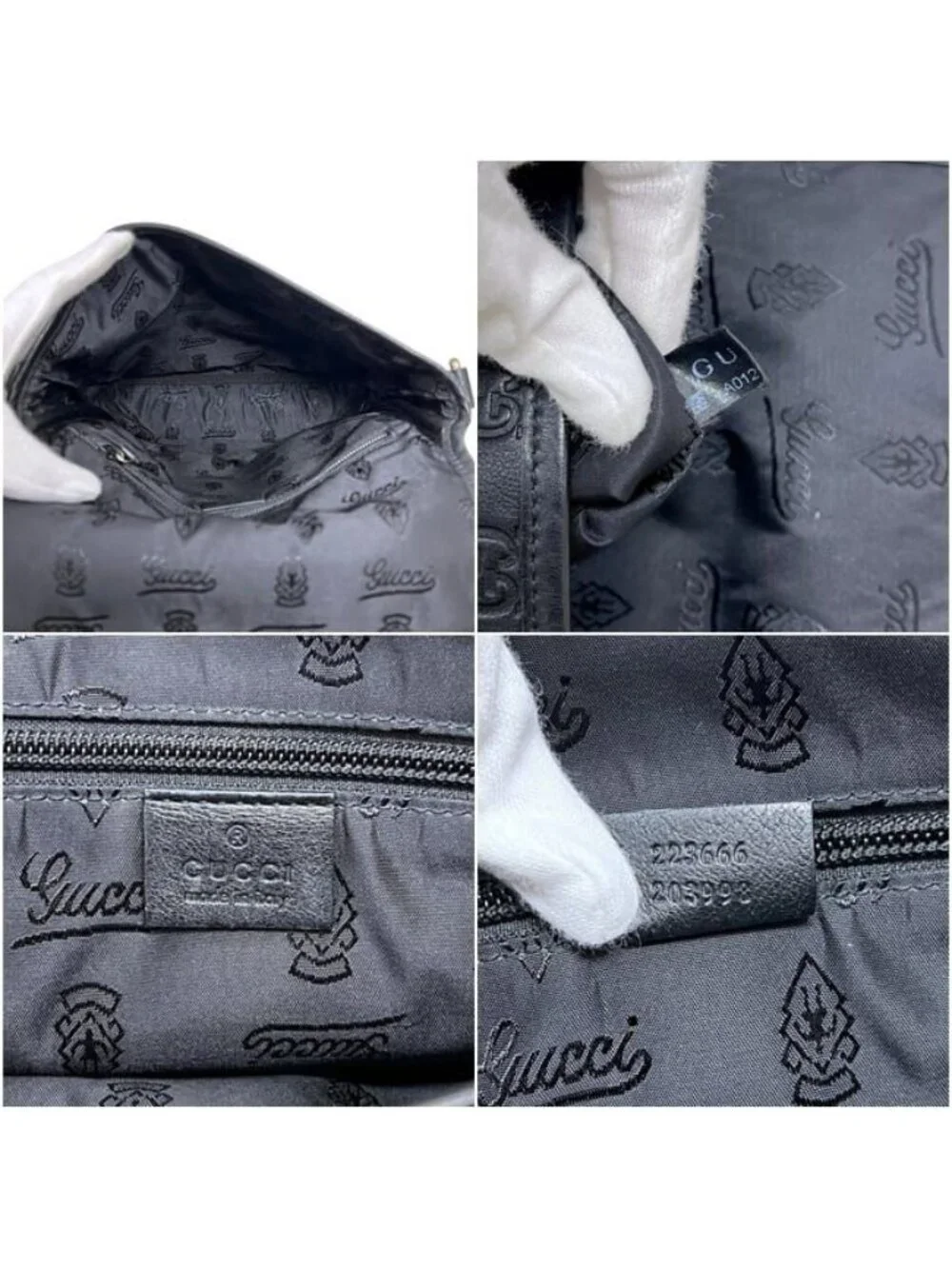 Gucci Shoulder Bag Guccissima Line Leather Black